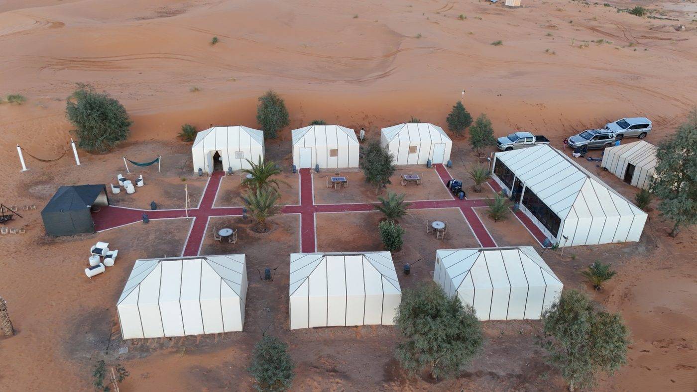 The camp from above in the evening