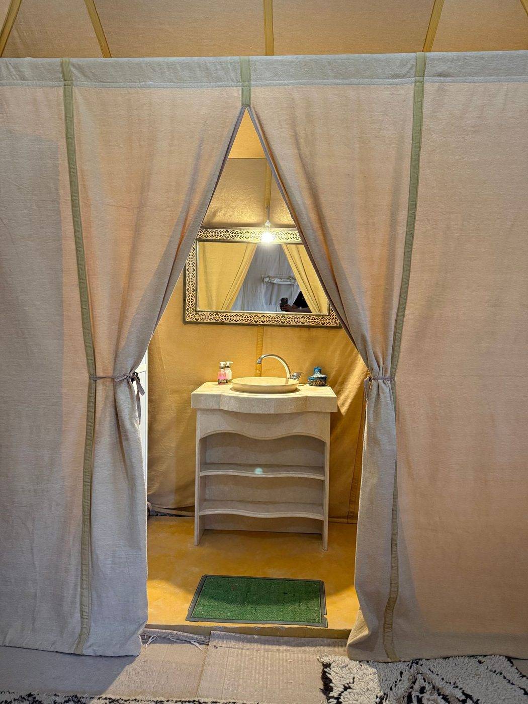 Private bathroom in a tent