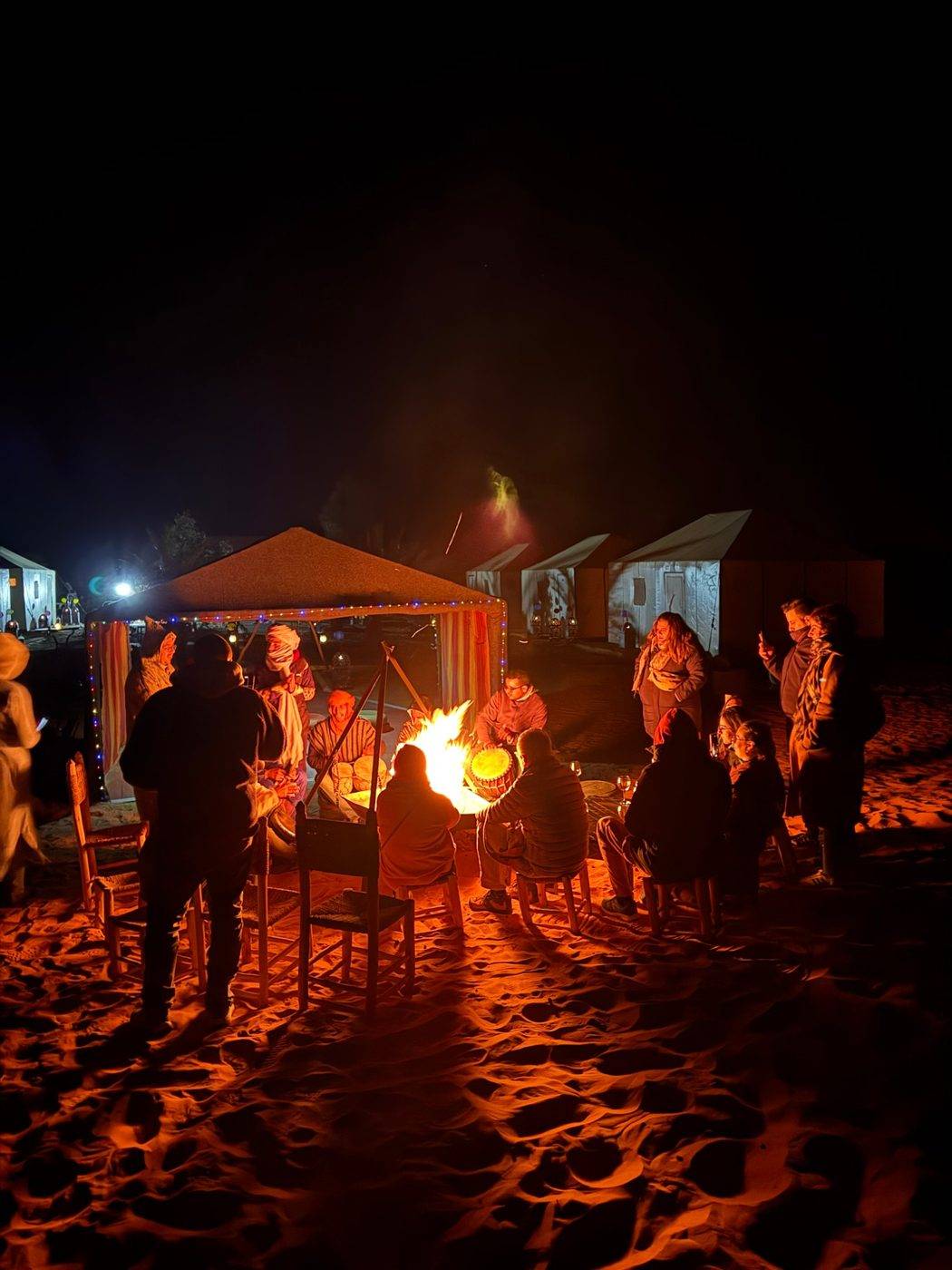Campfire and Berber drums at night