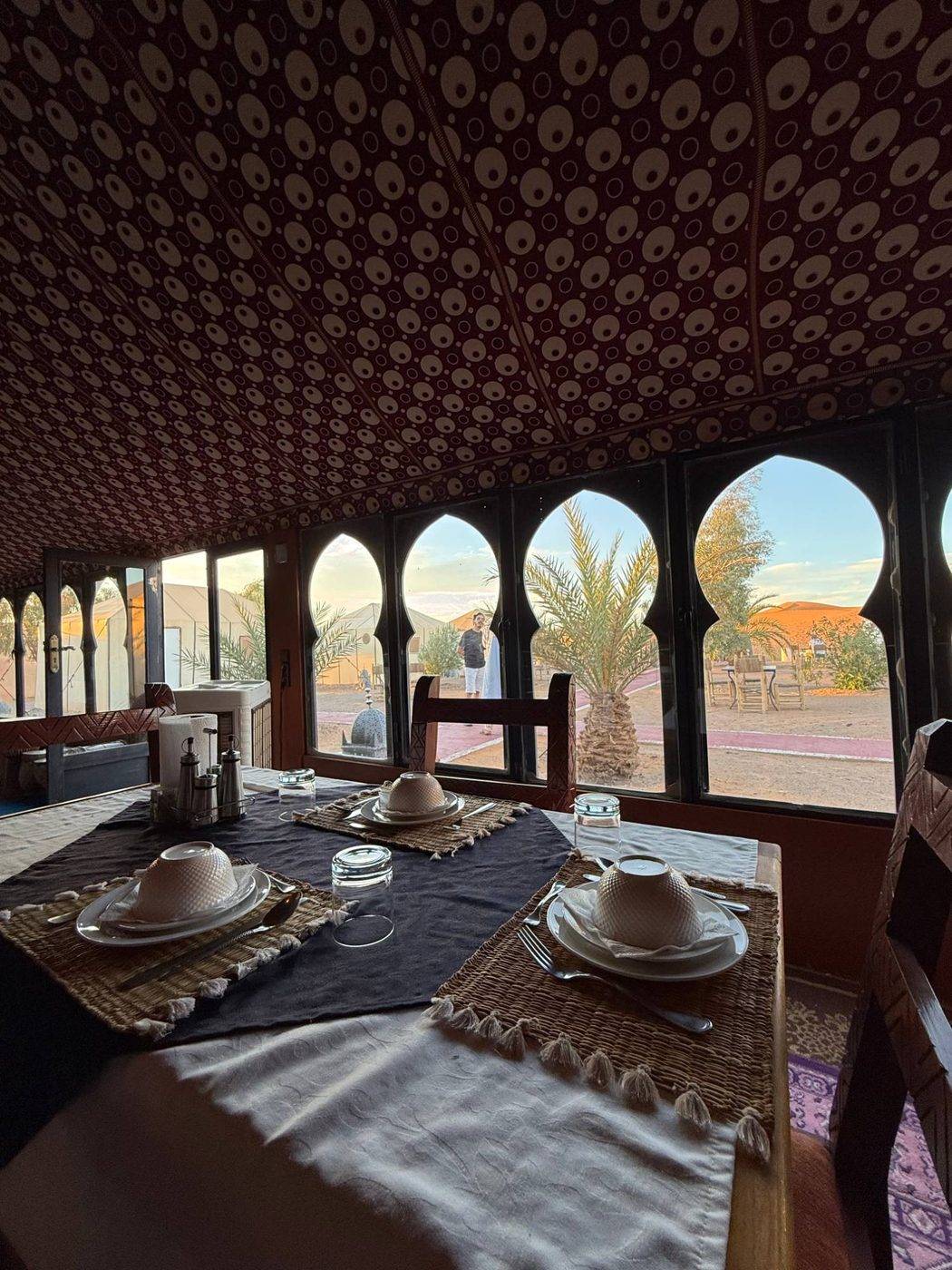 Table set in the restaurant tent