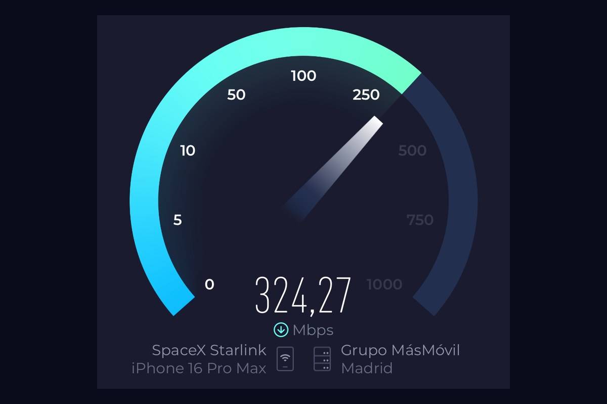 Speed test at the camp: 324 Mbps with SpaceX Starlink